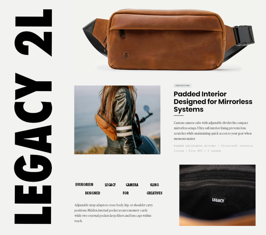 Typography Detail 1 – Legacy Camera Sling