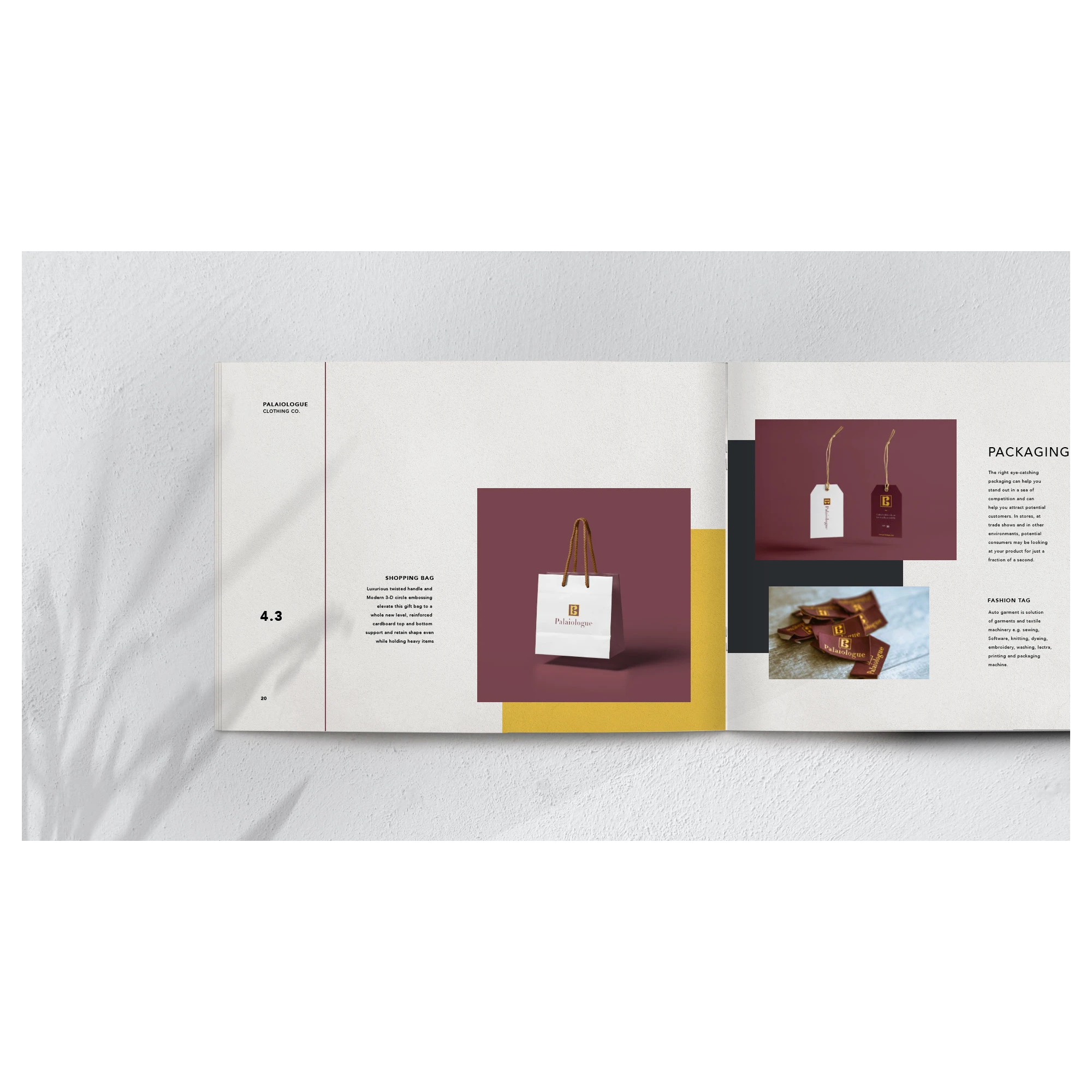 Palaiologue brand styleguide printed mockup presentation